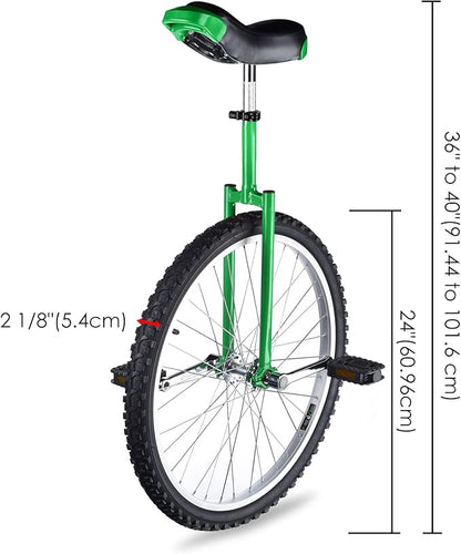 AW 16/18/20/24 Inch Wheel Outdoor Unicycle Adjustable Seat Exercise Bicycle Fit Adults Kids Outdoor Sports Fitness Exercise, for Choice
