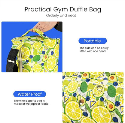 C&F BOGMOST Small Gym Bag for Women & Men,Small Lightweight Duffel Bag Carry On Bags Mini Duffel Travel Bag Waterproof Sports Bags for Workout/Sport/Trave,Fruit Lemon