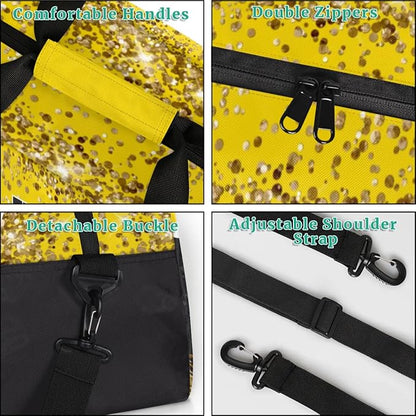 Personalized Cheer Gym Bags for Girls Kids Cheerleaders with Custom Name Sport Dance Perform Training Duffel Bags for Overnight Weekender Travel Yellow Black