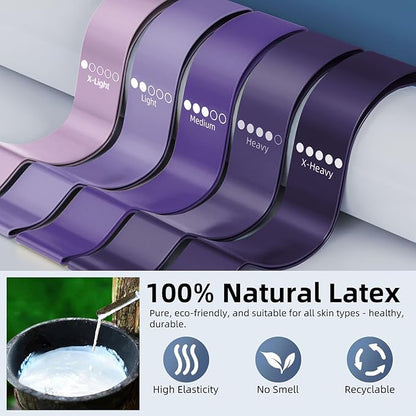 Resistance Loop Exercise Bands for Home Fitness, Yoga Pilates, Stretching, Strength Training, and Physical Therapy - Elastic Bands Set Workout Bands for Women&Men (5pcs Set)