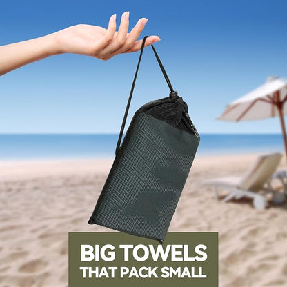 Microfiber Towel Large for Beach, Travel, Swimming, Bath, Pool–Quick Dry, Ultra Compact, Sand Free, Lightweight & Super Absorbent(Gray,63x35 in)