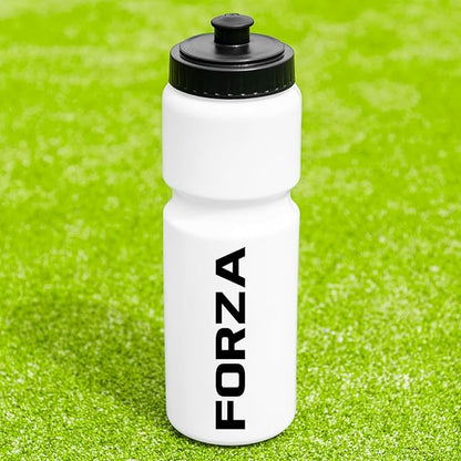 FORZA Team Sports Water Bottles | 25oz Capacity with Portable Carry Bag or Foldable Carrier - BPA-Free Plastic for Hydration on the Go (Carry Bag, White)