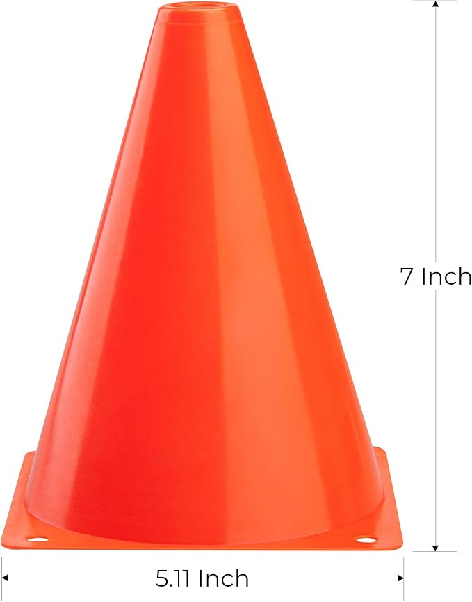 CARTMAN Plastic Training Cones (Set of 12/24 Pack 9" or 12/24 Pack 7" or 12/24 Pack Disc Cone) Agility Soccer Cones, Indoor Outdoor and Festive Events Field Marker Agility Cones