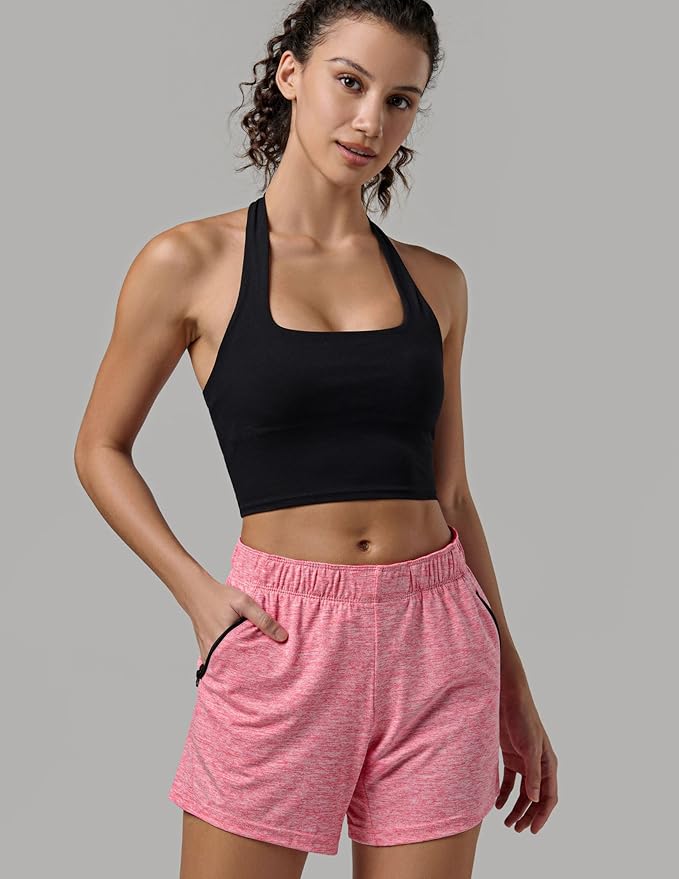 Liberty Imports 1 or 5 Pack Womens Lounge Workout Shorts with Zipper Pockets 5" Inseam Lightweight Athletic Casual Shorts