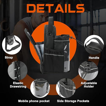 Magnetic Gym Bag for Men & Women, Magnetic Gym Water Bottle Bag with Touch-screenable Phone Pocket, Small Gym Pouch with 5 Strong Magnets, Sling Gym Bags for Fitness, Travel, Sports