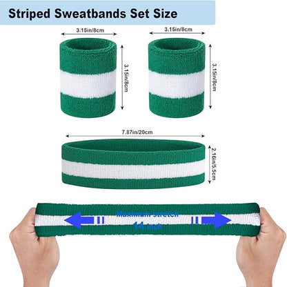 Sweatbands Headband and Wrist Set, Cotton Sweat Band for Athletic Men and Women, Sweatbands Sports Headbands for Working Out, Running, Basketball, Tennis, Yoga