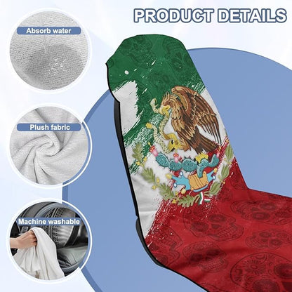 Bulopur Mexican Flag Sweat Towel for Car Seat Lightweight Portable Post Workout Towel Car Seat Cover Patriotic Automotive Interior Decor Accessories