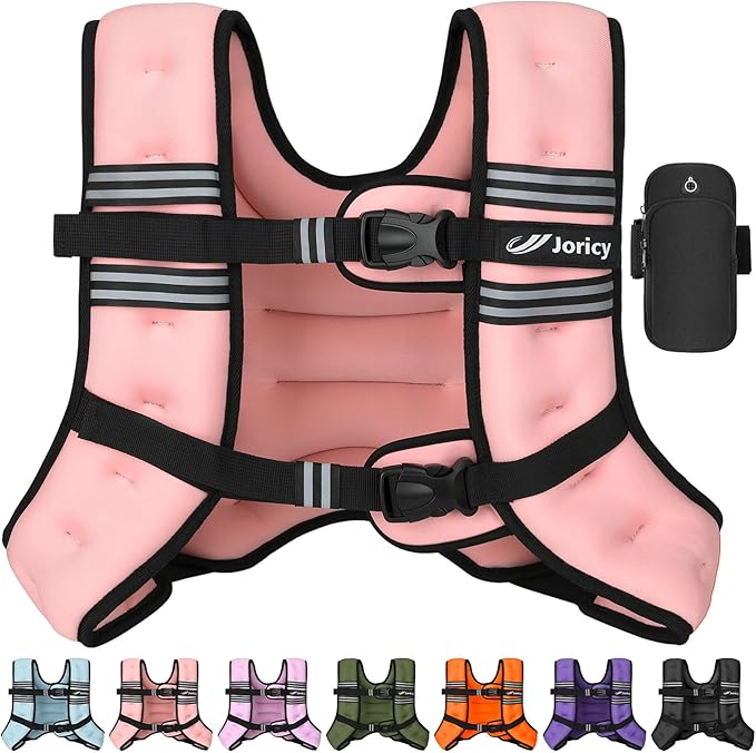 Weighted Vest Woman 5lb/8lb/10lb/12lb/15lb/20lb/25lb/30lb Weight Vest for Women Men, Rucking Vests with Reflective Stripe for Running Workout Walking Strength Training Weight Loss Fitness Weightlifting
