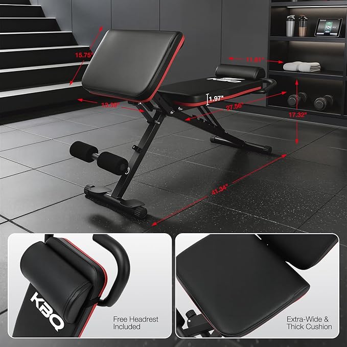 Adjustable Exercise Chair for Home Gym – Foldable Back Extension Bench for Core, Hip & Lower Back Workout – Multi-Functional Hyperextension Bench with Tension Rope for Full-Body Exercise