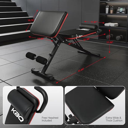 Adjustable Exercise Chair for Home Gym – Foldable Back Extension Bench for Core, Hip & Lower Back Workout – Multi-Functional Hyperextension Bench with Tension Rope for Full-Body Exercise