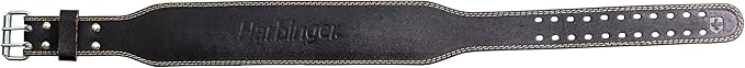 Harbinger Padded Leather Contoured Weightlifting Belt - 4" or 6” Width - Interior Suede Lining & Foam Cushioning - Heavy-Duty Dual Prong Steel Roller Buckle - for Lifting Support