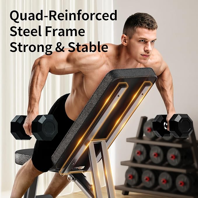 Adjustable Weight Bench for Home Gym, Stable Folding Workout Bench for Dumbbell & Full Body Strength Training
