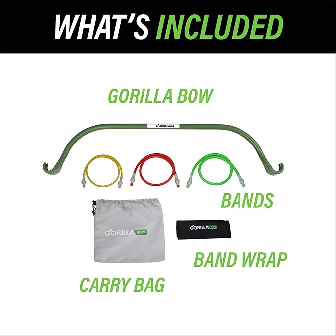 Gorilla Bow Lite Resistance Band Bar System, All-in-One Home Gym Equipment for Full Body Workout, Portable Fitness Bow with Bands for Strength Training
