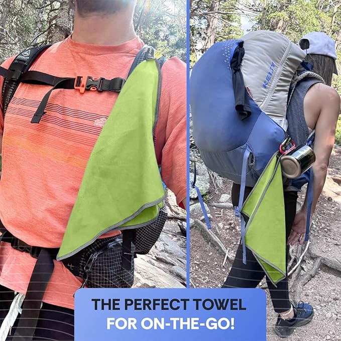 Backpacking Ultralight Quick Dry Microfiber Soft Fast Drying Hand and Face Towel Wash Cloth Camping Yoga Hiking Active Lifestyle Small (Lime, Small)