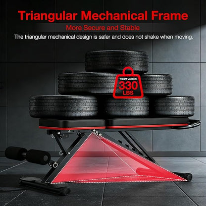 Adjustable Exercise Chair for Home Gym – Foldable Back Extension Bench for Core, Hip & Lower Back Workout – Multi-Functional Hyperextension Bench with Tension Rope for Full-Body Exercise