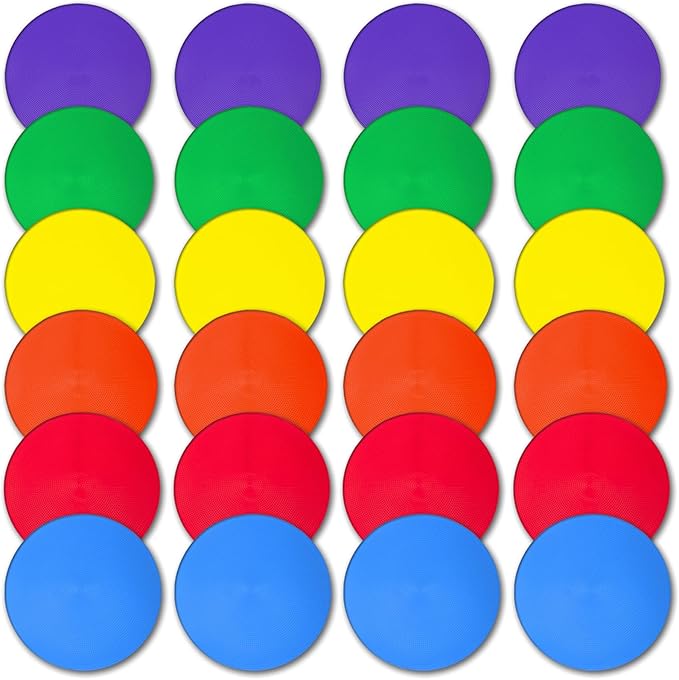 4 inch/9 Inch Colored Poly Spot Marker 12 Pcs, Non-Slip Rubber Agility Markers Flat Field Cones Floor Dots for Football, Basketball Training Markers, Dance Practice and Drills with Flat Cones Points