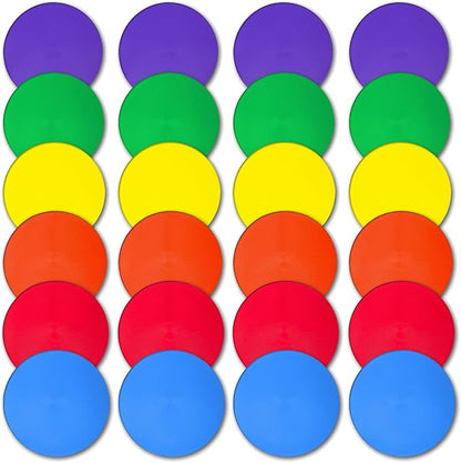 4 inch/9 Inch Colored Poly Spot Marker 12 Pcs, Non-Slip Rubber Agility Markers Flat Field Cones Floor Dots for Football, Basketball Training Markers, Dance Practice and Drills with Flat Cones Points