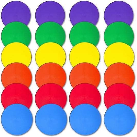 4 inch/9 Inch Colored Poly Spot Marker 12 Pcs, Non-Slip Rubber Agility Markers Flat Field Cones Floor Dots for Football, Basketball Training Markers, Dance Practice and Drills with Flat Cones Points