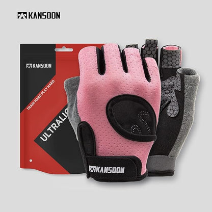 LIFECT Essential Breathable Workout Gloves, Weight Lifting Fingerless Gym Exercise Gloves with Curved Open Back, for Powerlifting, Women and Men