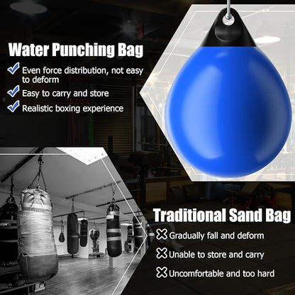 GYMAX Punching Bag, Water Aqua Bag w/Water Injector & Hanging Accessories, Folding Heavy Duty Boxing Bag for Home Gym, Boxing Training Equipment for Adults