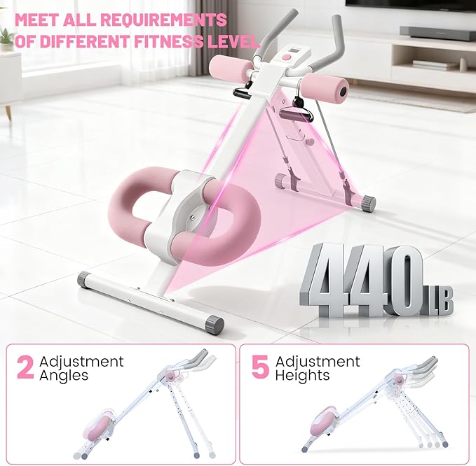 Ab Machine, Adjustable Ab Trainer Machine for Abs Workout at Home Gym, Abdominal Trainer for Stomach Workout, Foldable Abdominal Exercise Machine with Knee Protection and LCD Monitor