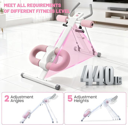 Ab Machine, Adjustable Ab Trainer Machine for Abs Workout at Home Gym, Abdominal Trainer for Stomach Workout, Foldable Abdominal Exercise Machine with Knee Protection and LCD Monitor