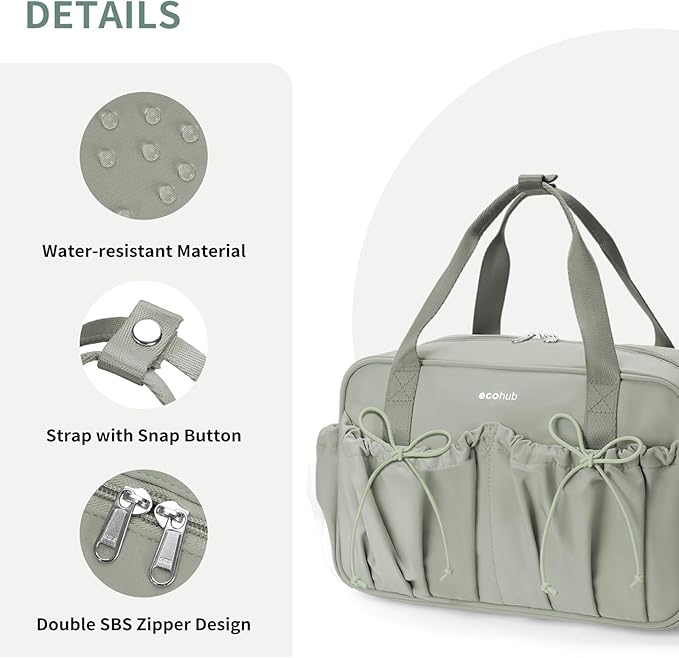 ECOHUB Small Gym Bag for Women, Mini Gym Duffle Bag with Wet Compartment, Bowknot Sports Bag, Cute Gym Tote Bag Dance Yoga Workout Travel Bags Green