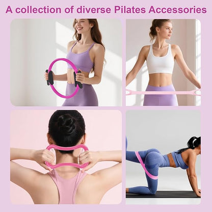 Pilates Essentials Kit-Home Pilates kit for Women with Pilates Ring and Ball,5 Resistance Bands for Beginners-Train Muscles, Flexibility & Core Strength