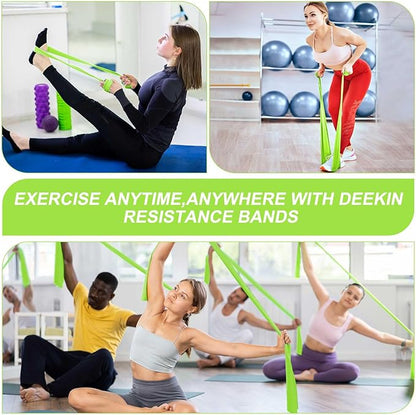 DEEKIN 10 Pcs Resistance Bands Professional Exercise Elastic Bands Latex-Free Yoga Starter Set for Pilates, Physical Therapy, Strength Training, Yoga, Working Out for Women Home Gym