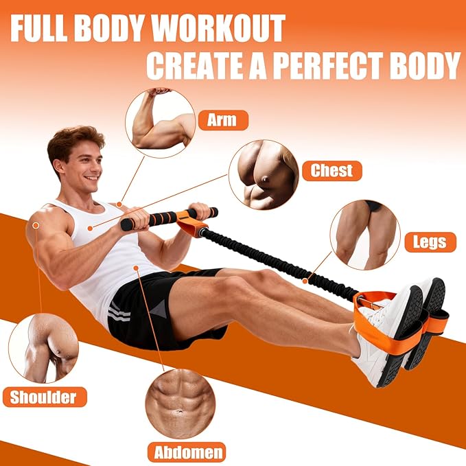 2026 Upgrade Pedal Resistance Bands with Handle - Multifunction Foot Pedal Resistance Band with Training Poster - Fashion Puller Exercise Equipment for Abdomen, Waist, Arm, Core, Leg