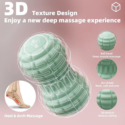 Vibrating Peanut Massage Ball for Back, Neck, Leg, Foot and Body, Portable Deep Tissue Muscle Roller for Trigger Point Massage, Myofascial Release and Psoas Release Tool (Green)