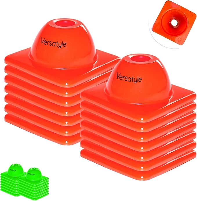 Heavy Duty Agility Training Cones (2 in, 6 in, 9 in, 12 in, 18 in, 28 in) for Sports and Kids Coaching, Multipurpose Field Marker Cones, Soccer, Basketball Drills, Bike, Motorcycle Training
