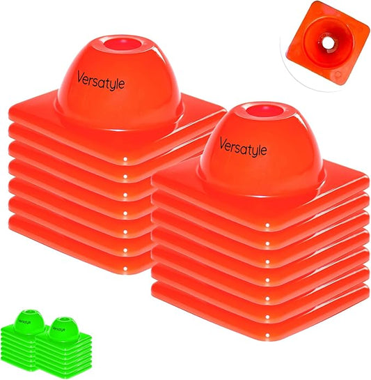 Heavy Duty Agility Training Cones (2 in, 6 in, 9 in, 12 in, 18 in, 28 in) for Sports and Kids Coaching, Multipurpose Field Marker Cones, Soccer, Basketball Drills, Bike, Motorcycle Training