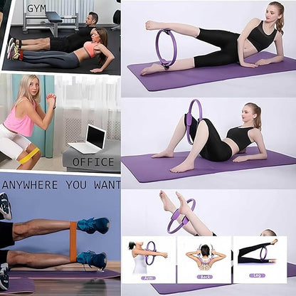 Pilates Ring Set for Home Workouts Women, Pilates Kit with Resistance Bands Magic Circle Accessories, Exercise Ball 9.8”, Portable Fitness Equipment for Home, Gym, Office Workouts