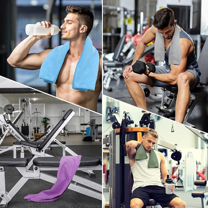 6 Pack Workout Towels Microfiber Quick Dry Lightweight Gym Towel Men Women Fitness Yoga Running Riding Hiking Tennis Fising Sports Body Sweat Towel(6 Pack(Dark))