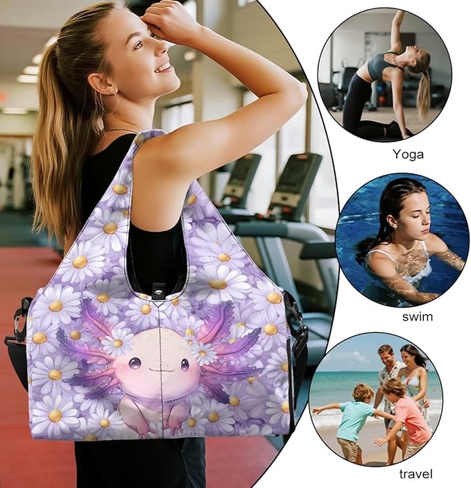 Gym Bag with Yoga Mat Holder Large Tote Bag With Multi Pockets for Women Men Dry Wet Separated Pocket Carryall Yoga Tote Bag for Pilates Travel Workout Office