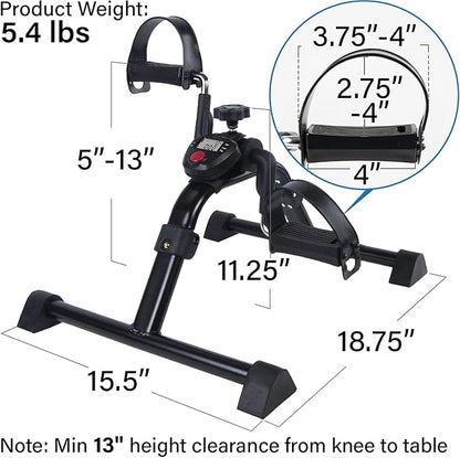 Vaunn Foldable Compact Professional Wrist Arm Leg Strengtheners Pedal Exerciser with Electronic Display for Indoor Exerciser and Physical Therapy