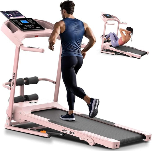 Treadmill with Incline & Sit Up Bench, Smart Treadmills for Home with Body Fat Measurement & Heart Rate Sensor, 3.5HP Foldable Heavy Duty Treadmill 350 LB Capacity Multifunction Exercise Equipment