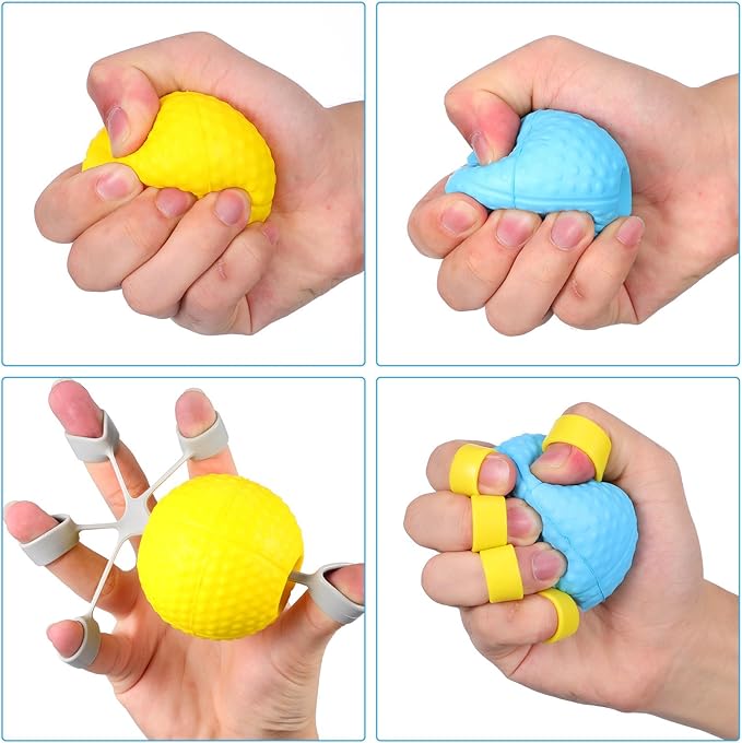 BESTonZON 2 Pcs Grip Strength Trainer Hand Exercise Balls, 10Lb 20Lb Hand Grips for Strength Training, Finger Strengthener Squeeze Balls for Therapy and Home Workout