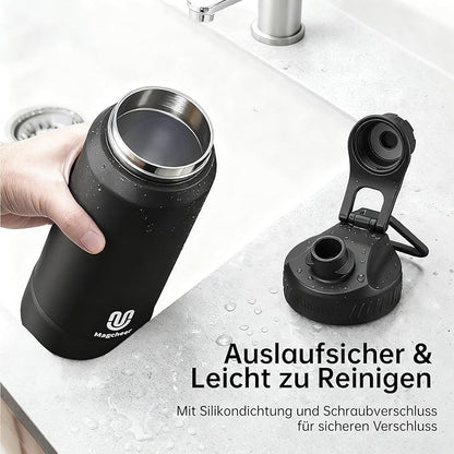 24oz Insulated Water Bottle| Double-Wall Vacuum Stainless Steel, Wide Mouth Design, Leak-Proof Reusable Bottle for Gym, Sports & Daily Hydration - Black