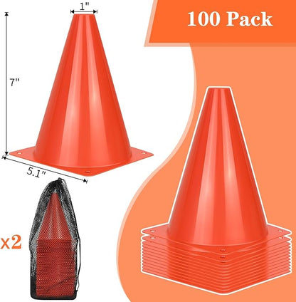 12/24/50pcs Soccer Cones, 7" Soccer Cones, Plastic Traffic Cones, Training Cones for Basketball Football Skating Drills Practice