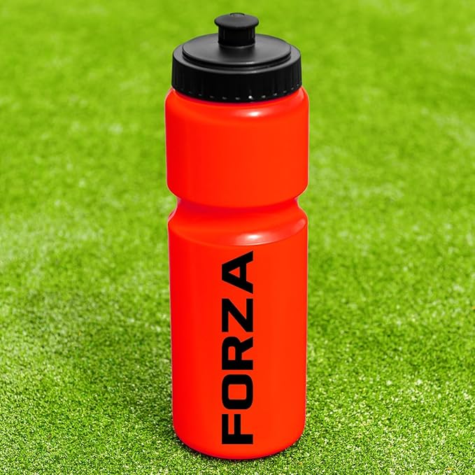 FORZA Team Sports Water Bottles | 25oz Capacity with Portable Carry Bag or Foldable Carrier - BPA-Free Plastic for Hydration on the Go (Carry Bag, Red)