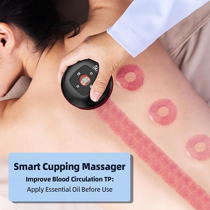 5-in-1 Cupping Kit for Massage Therapy, 12 Levels Smart Dynamic Cupping Set with Red Ligh-t Therapy&Heat Penetrates for Targeted Pain Relief, Knots, Aches, Muscle Soreness - 2Pcs(Red&Red)