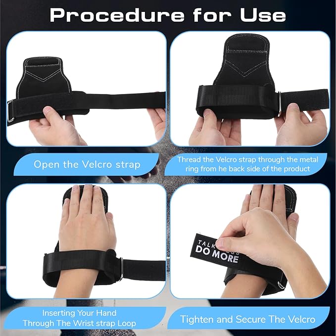 Weight Lifting Wrist Strap, 1 Pair Double Layer Leather Wrist Wraps for Gym Strength Training Weightlifting Deadlift Powerlifting Neoprene Padded Workout Gym Straps for Men Women