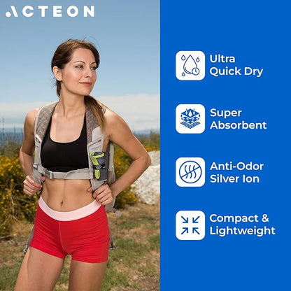 Acteon Microfiber Gym Towels 4 Pack, Quick Dry Odor Free Workout Towels for Men and Women, Super Absorbent Sports Sweat Towel for Gym, Yoga, Running, Travel, 16 x 30.5 Inch