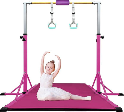 86 York Gymnastics Bar for Kids Ages 3-20, 5FT Base Length, 42" to 63" Adjustable Height, Horizontal Bar, Kip Bar for Gymnast, Gymnastic Training Equipment for Home, Gym Center