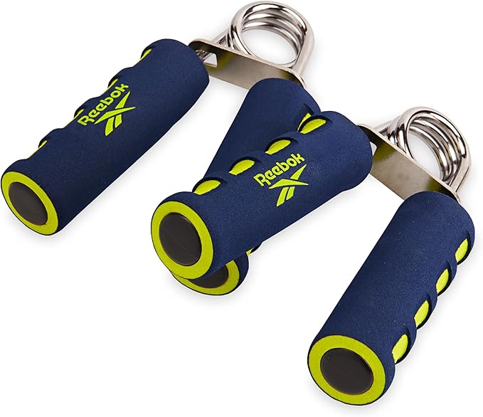 Reebok 2-Pack Hand Grips, Spring Coiled Wrist, Fingers & Forearm Strength Trainer with Soft Foam Handles, Improves Grip Strength, Resistance Hand Gripper for Manual Exercises & Rehab
