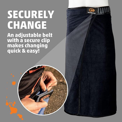 Orange Mud Transition & Seat Wrap V2.0, Automotive Seat Cover, Changing Kilt, and Multipurpose Towel (Black)
