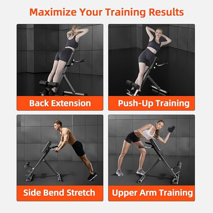 Roman Chair Hyperextension Bench – Adjustable Back Extension Machine for Glutes, Hamstrings & Lower Back – Foldable Multi-Purpose Workout Equipment for Home Gym