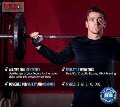 MRX Weight Lifting Gloves Gym Training Bodybuilding Fitness Powerlifting Workout Weightlifting Gloves Genuine Leather for Men & Women